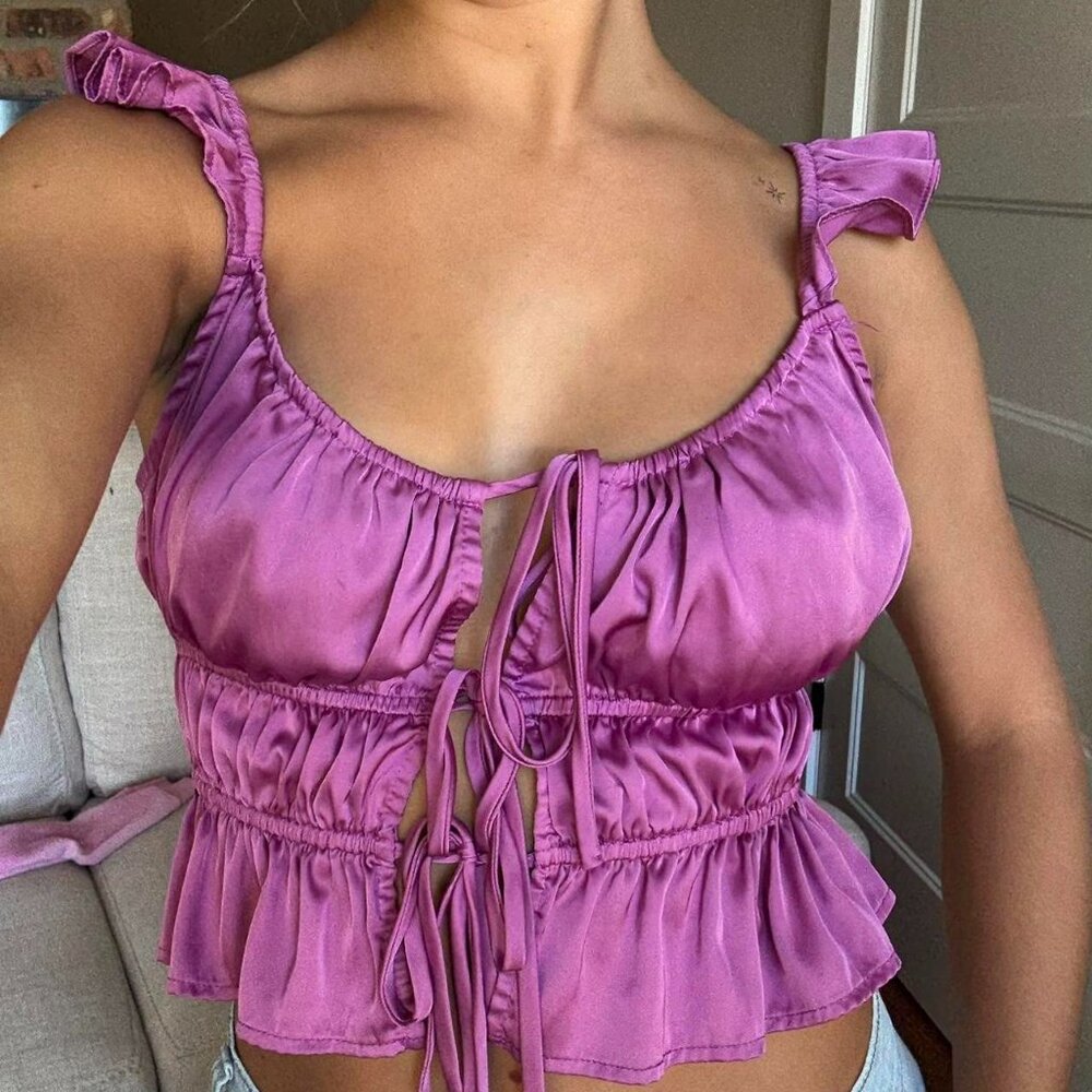 Women's Purple and Pink Crop-top